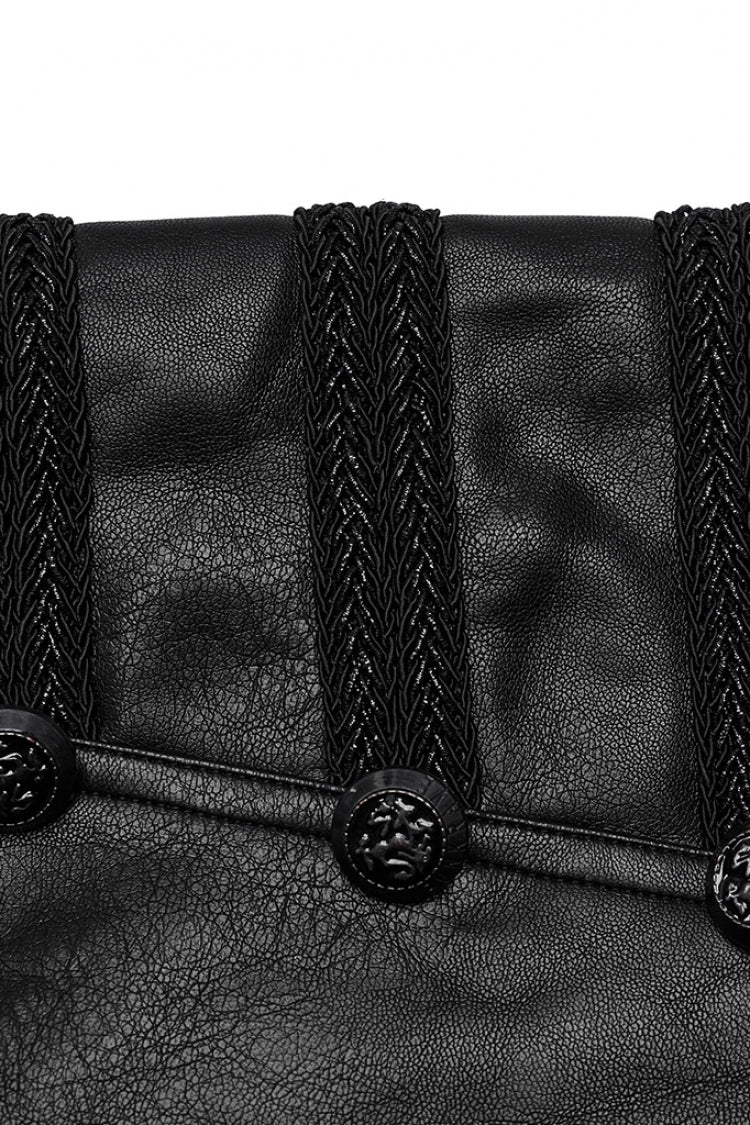 Black Buckle Faux Leather Steampunk Pants for Men
