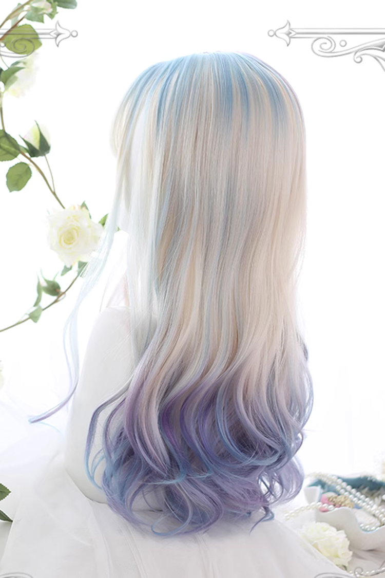 Gradient Multicolor Long Curly Sweet Wig