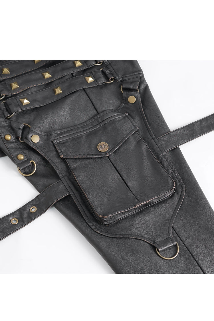 Men's Gothic Pants with Bronze Studs & Oversized Pocket