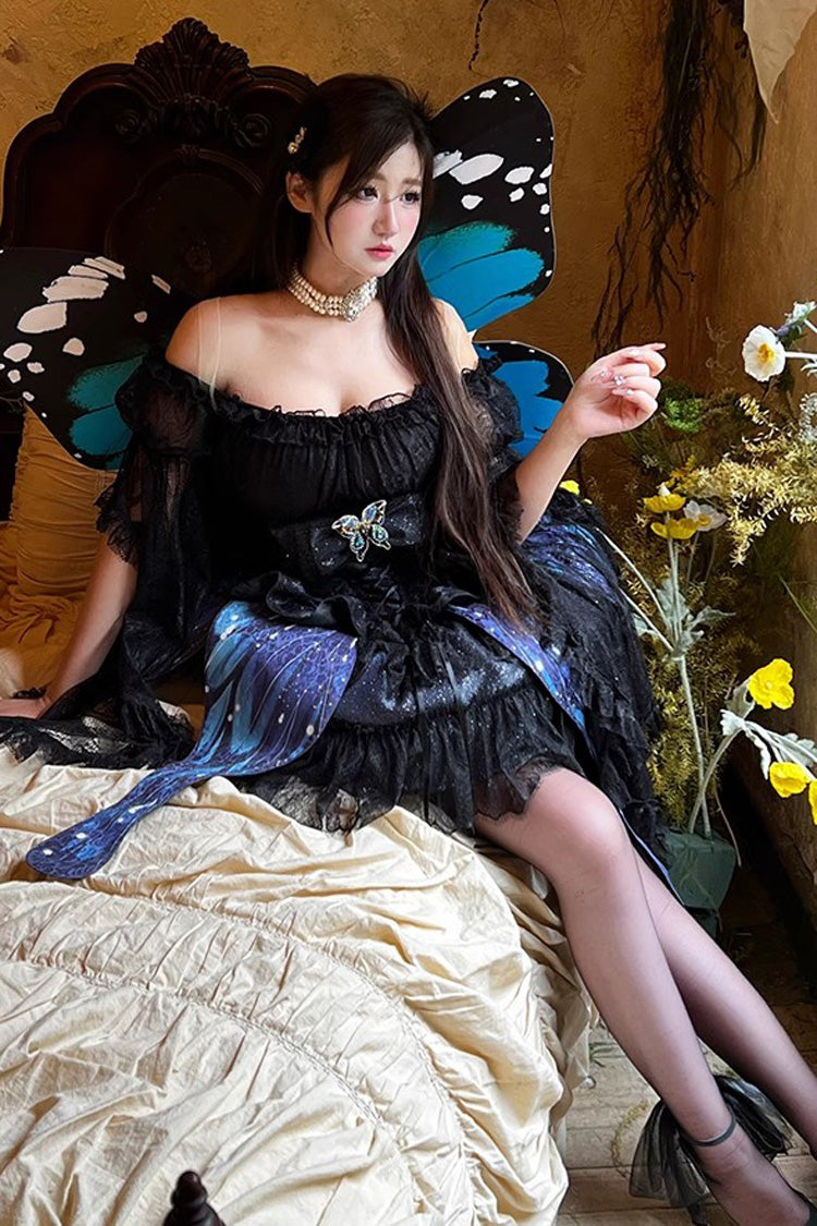 Sweet Lolita Skirt with Butterfly Print and Bowknot