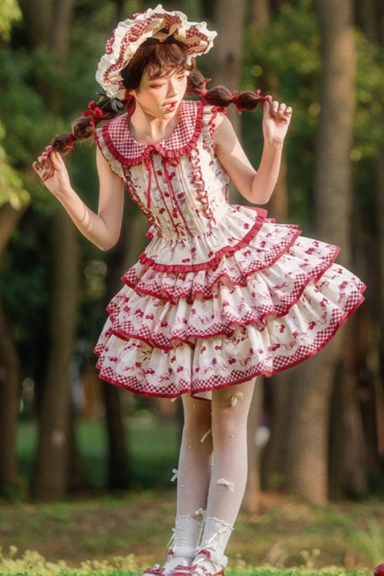 Cherry Print Ruffle Skirt Set
