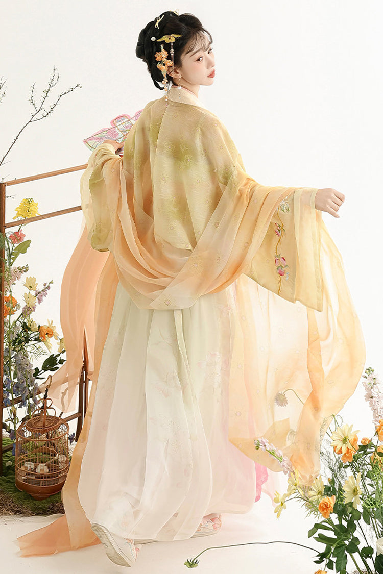 Sweet Hanfu Dress Set with High Waist and Embroidery