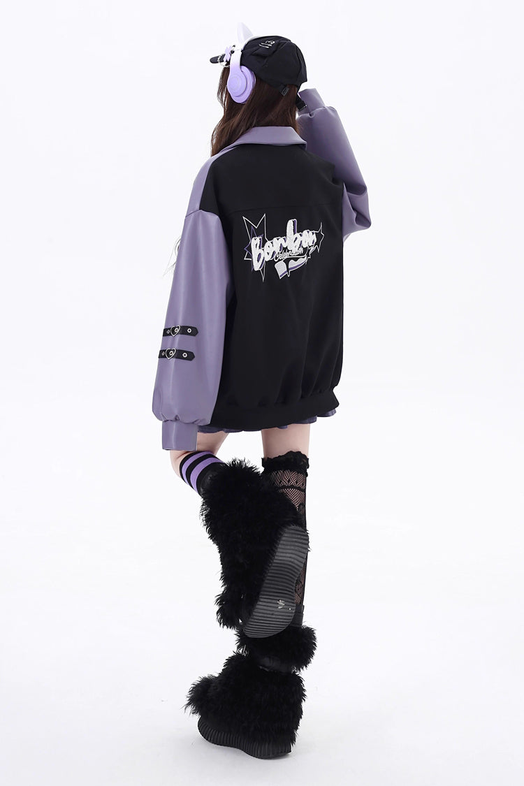 Long Sleeve Embroidered Stitching Gothic Jirai Kei Coat