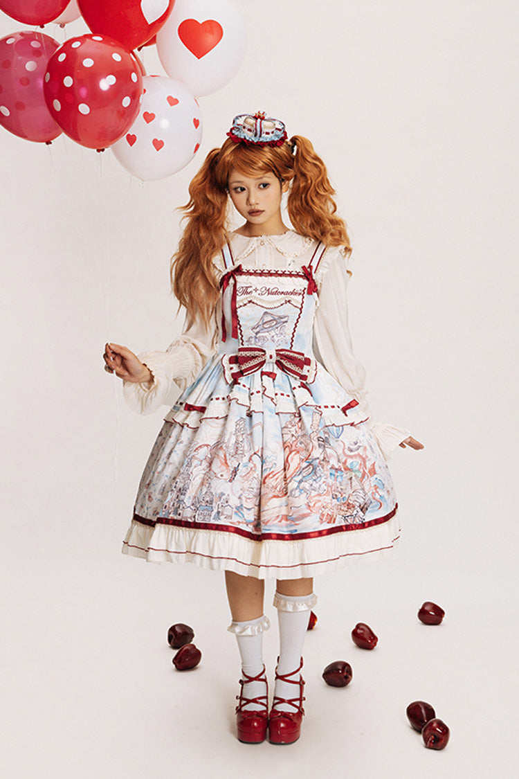 Multi-Color Print Sweet College Style Lolita JSK Dress with Bow