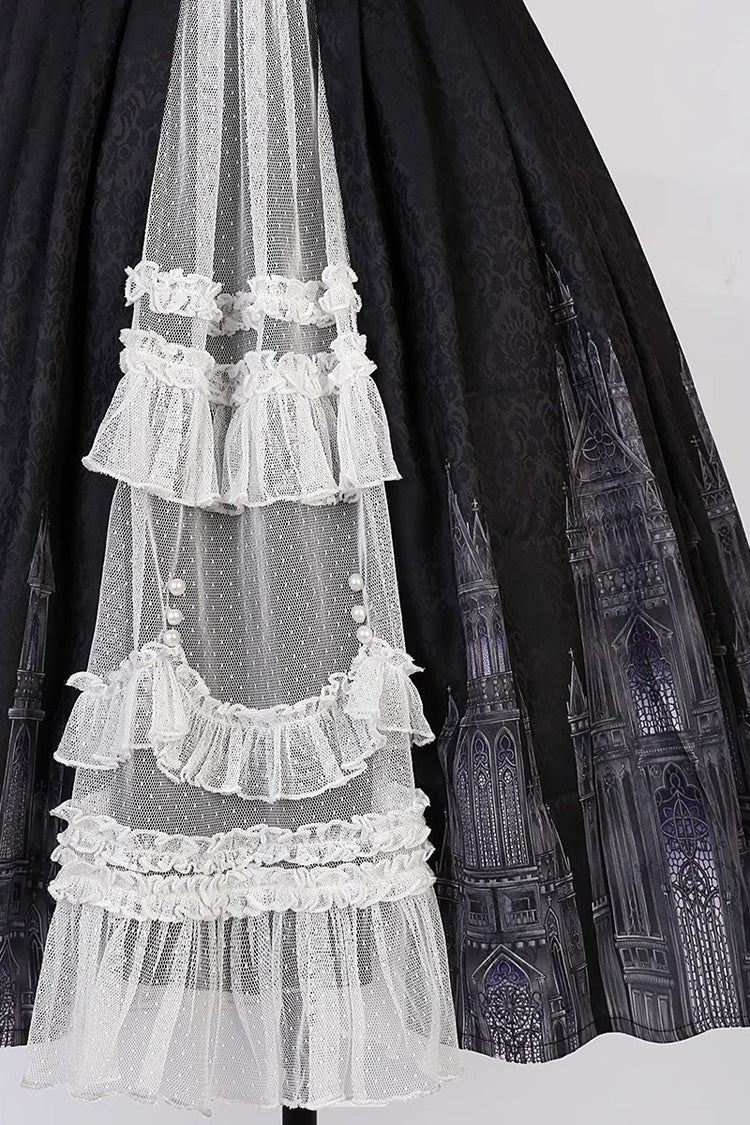 Sleeveless Print Lace Gothic Vintage Princess Lolita Jsk Dress