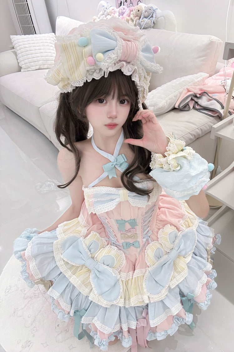 Ribbon Dance Multi-Layered Ruffled Lace-Up Princess Dress