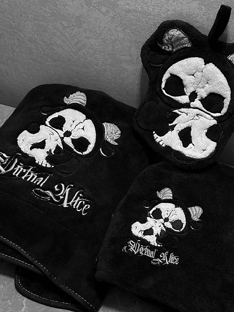 Reaper Hair Grim White Towel Black Gothic Hand Wrap Bath and Drying