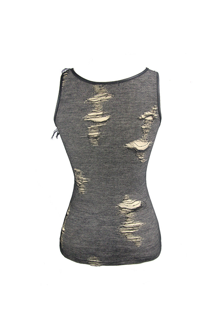 Noir/Apricot Lace-Up Sleeveless Punk Corset Vest