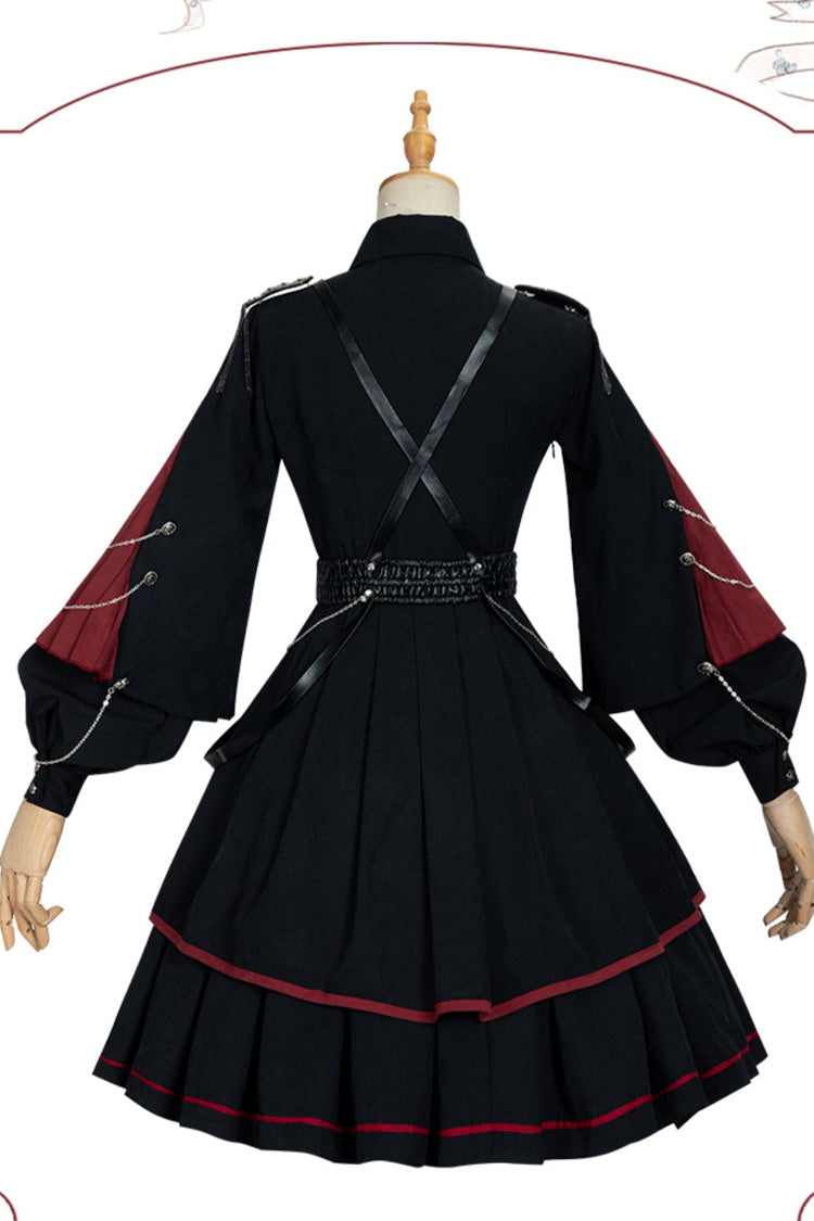 Long Sleeves Punisher Military Irregular Gothic Lolita Dress Full Set