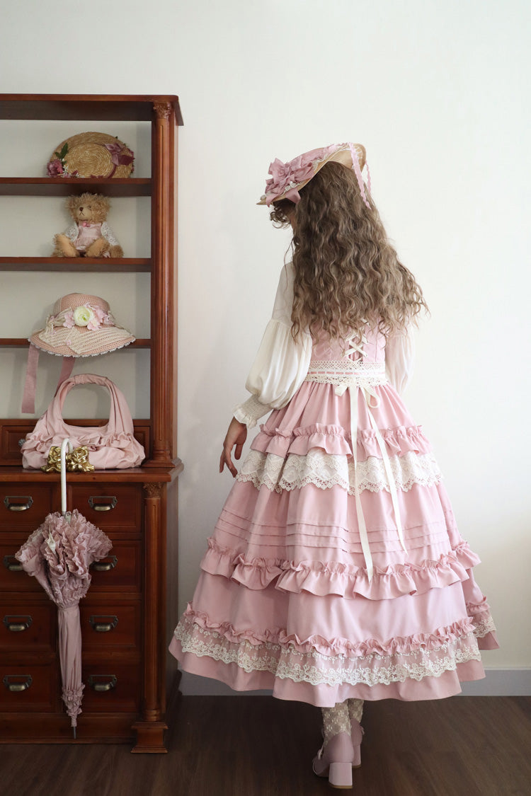 Lillian Ruffle Bow Lace Sweet Lolita Jsk Dress 4 Colors