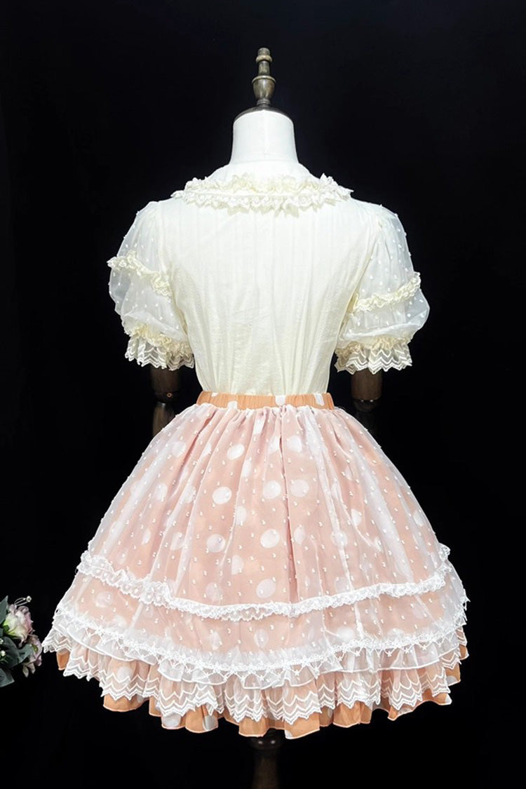 Wave Candy Triple-Layered Print Ruffle Bowknot Sweet Lolita Skirt