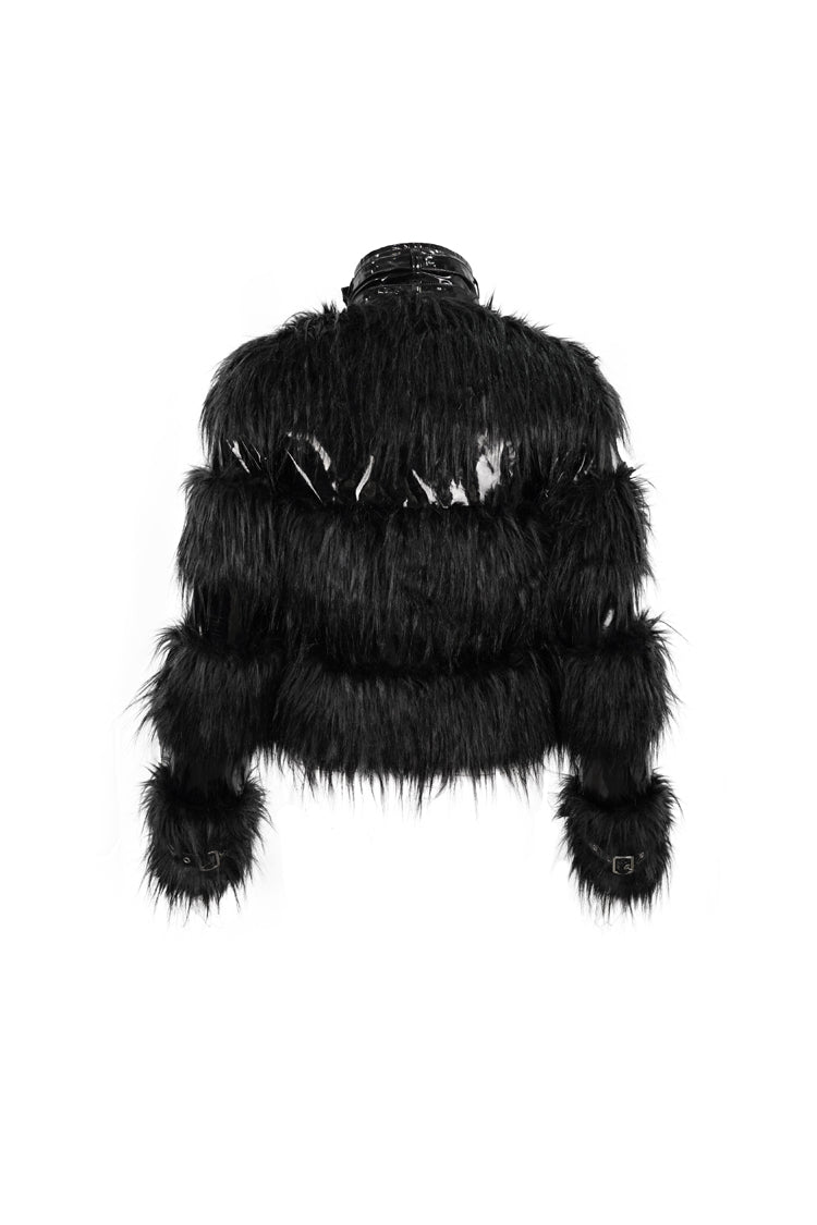 Punk Coat with Patent Leather Trim and Wool Blend