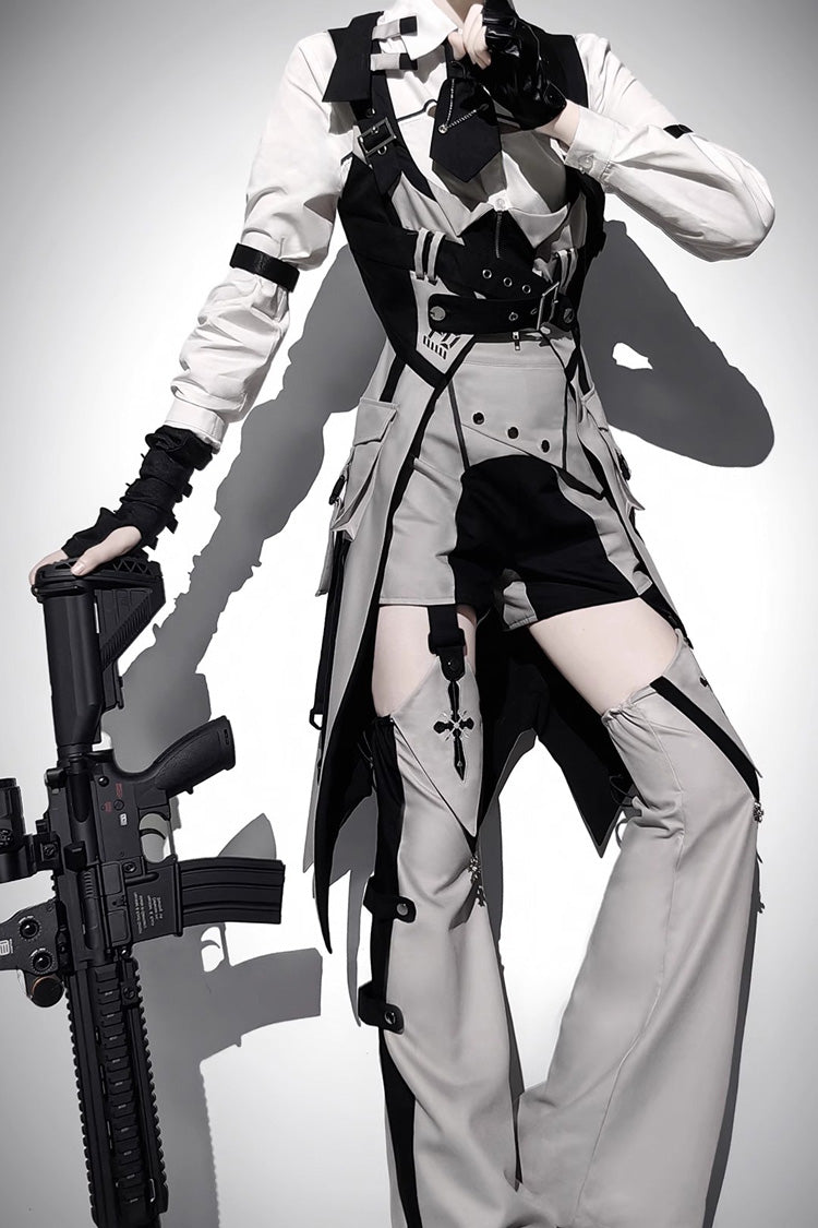 Black/White Color-Block Sci-Fi Lolita Blouse