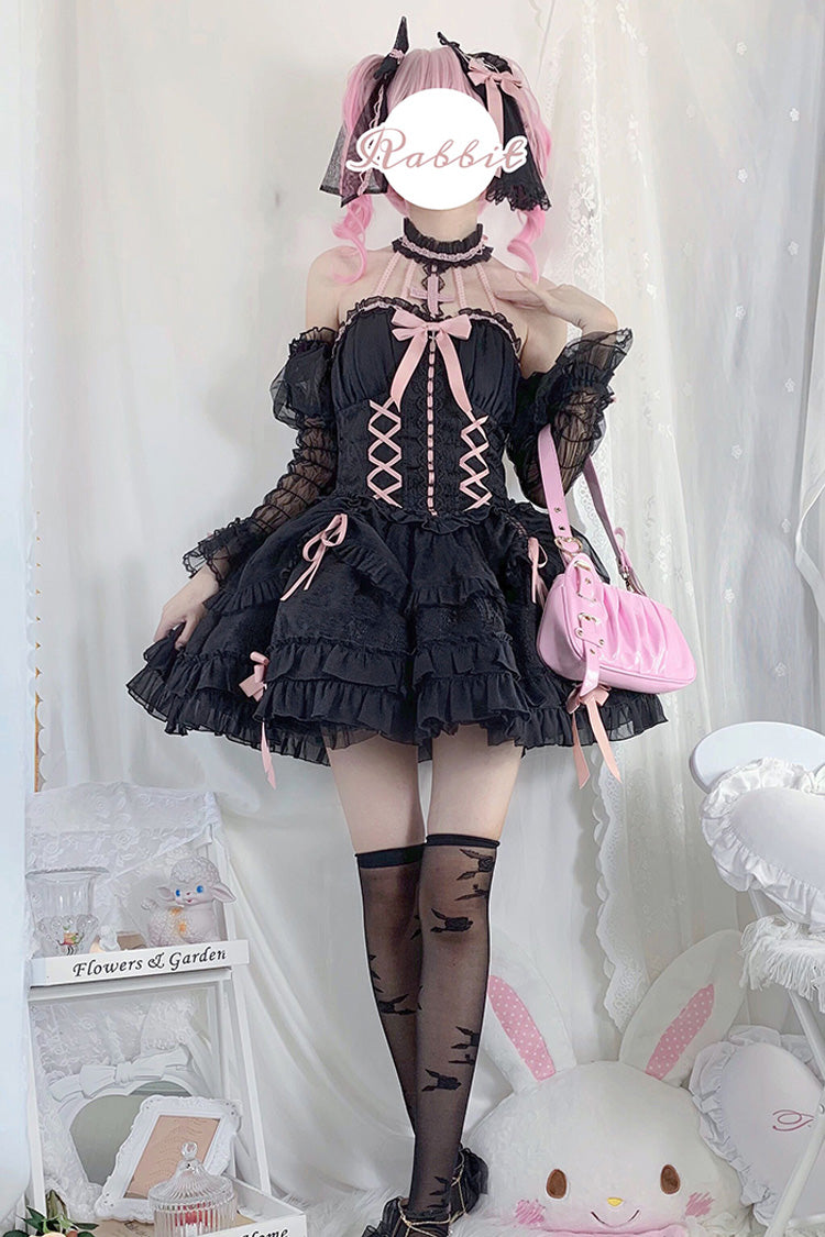 Tube Top Sleeveless Ruffle Bowknot Gothic Lolita Jsk Tiered Dress