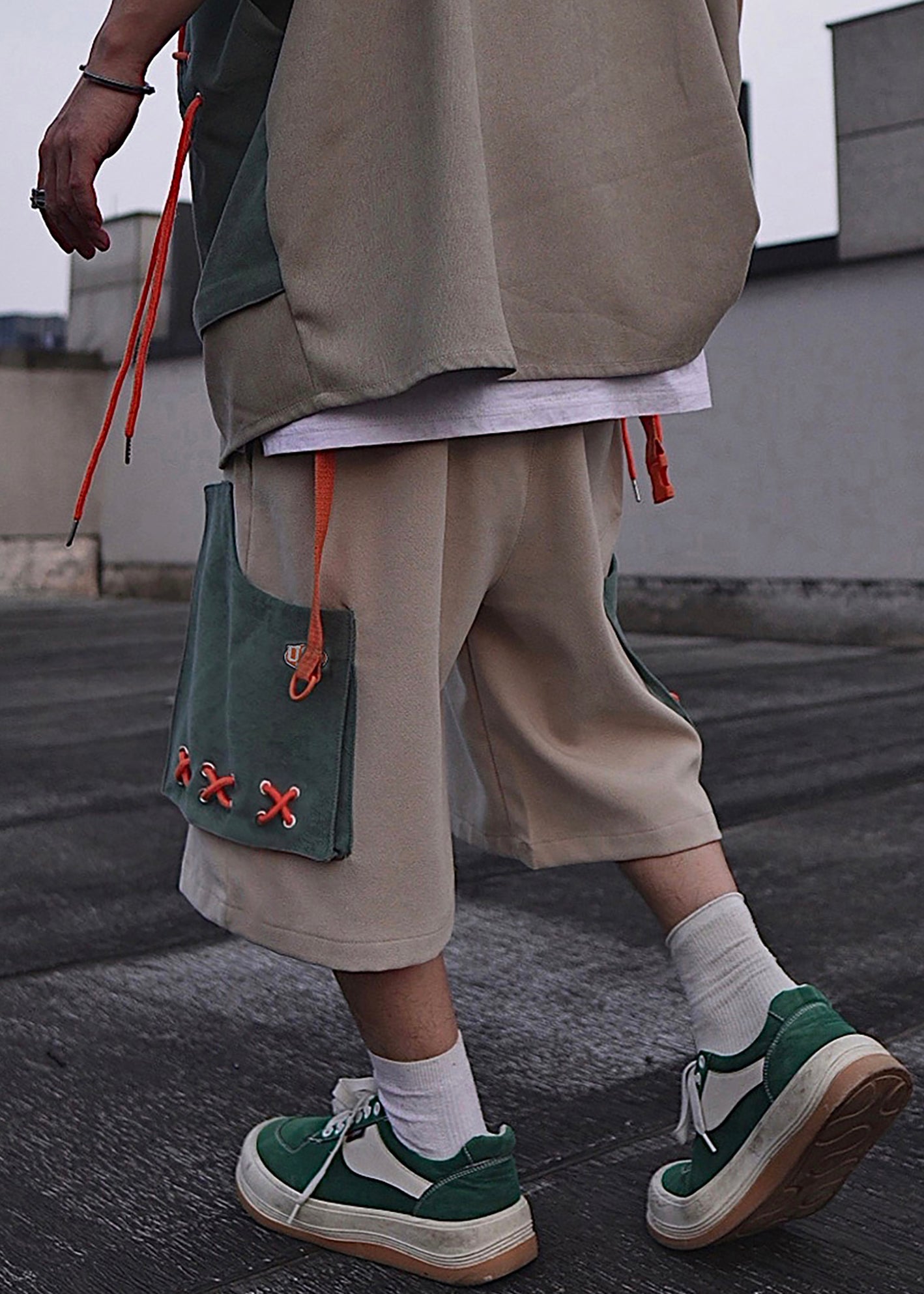 Summer Oversized Mens Pockets Cotton Khaki Shorts Casual