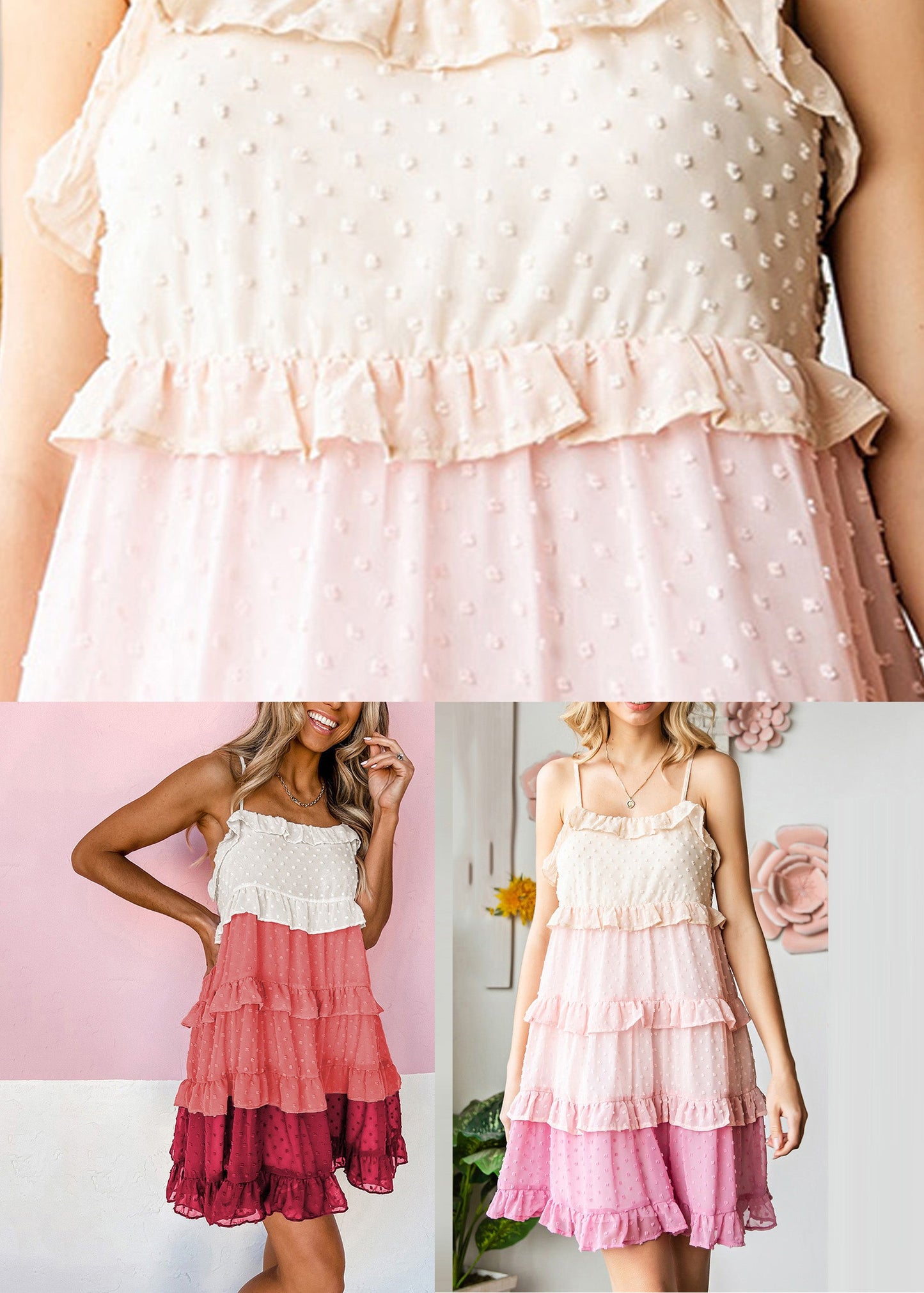 Chiffon Spaghetti Slash Cute Pink Sleeveless Mid Strap Dresses Neck