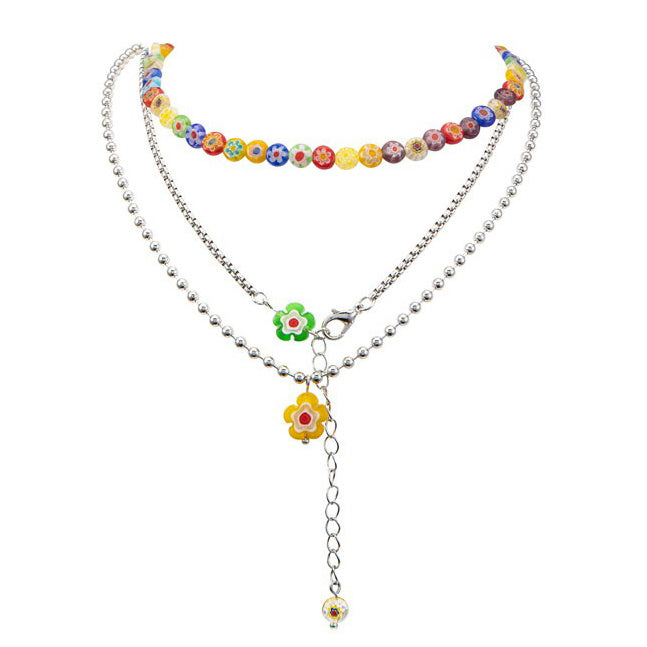 Colorful Flower Layered Necklace