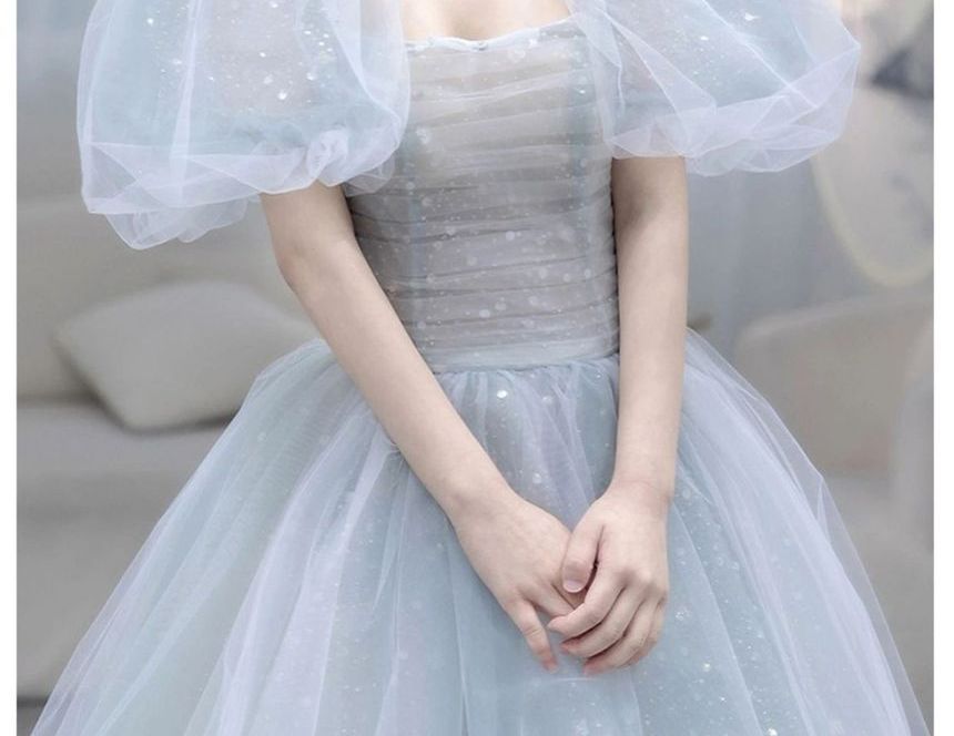 Gown Glitter Square-Neck A-Line Evening