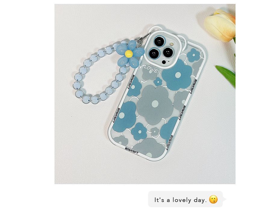 Flower Bead Chain Transparent Phone Case