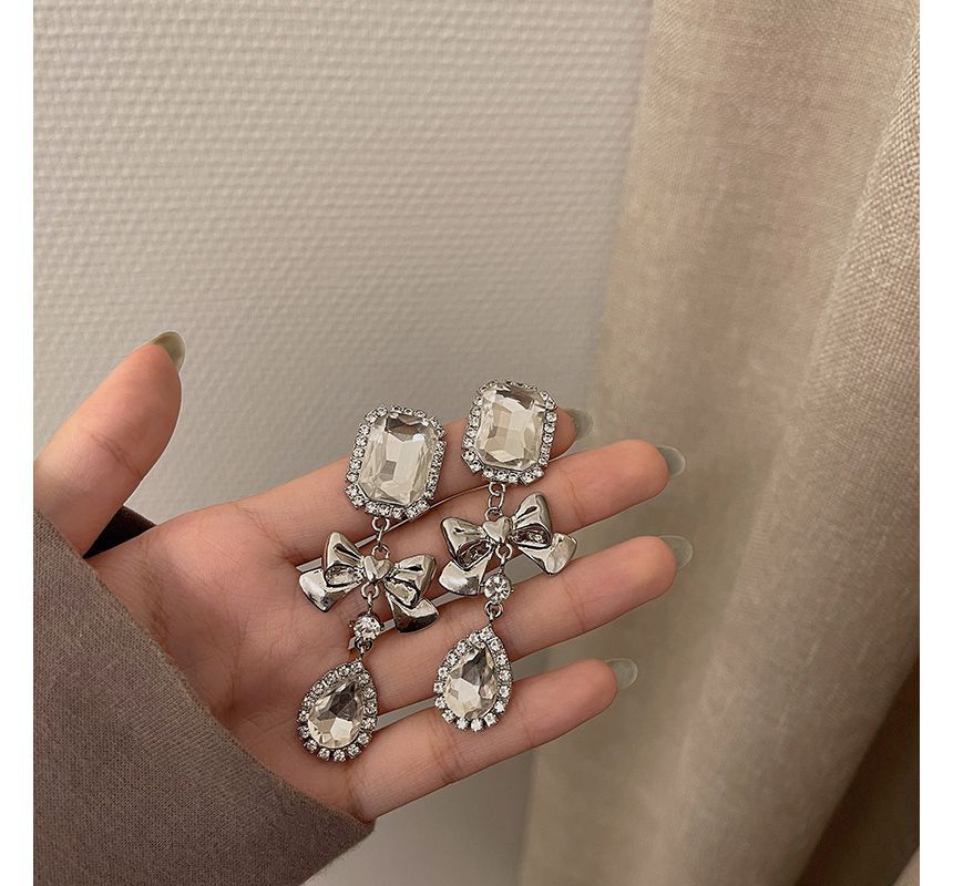 Crystal Earring Dangle Faux Bow