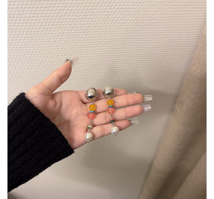 Pearl Bead Faux Earring Alloy Glass Dangle