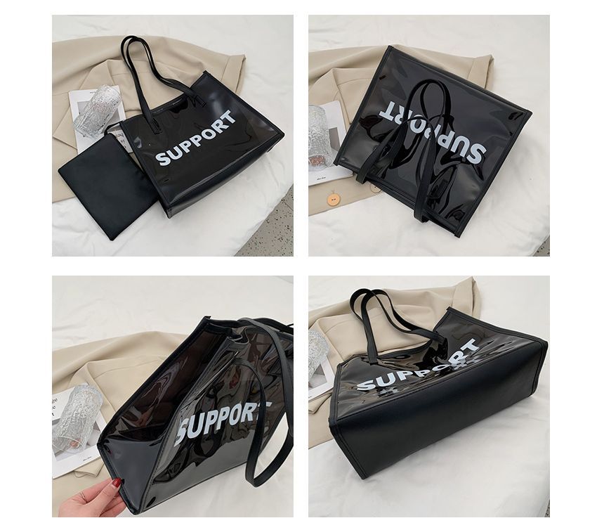 Set: PVC Lettering Tote Bag + Pouch