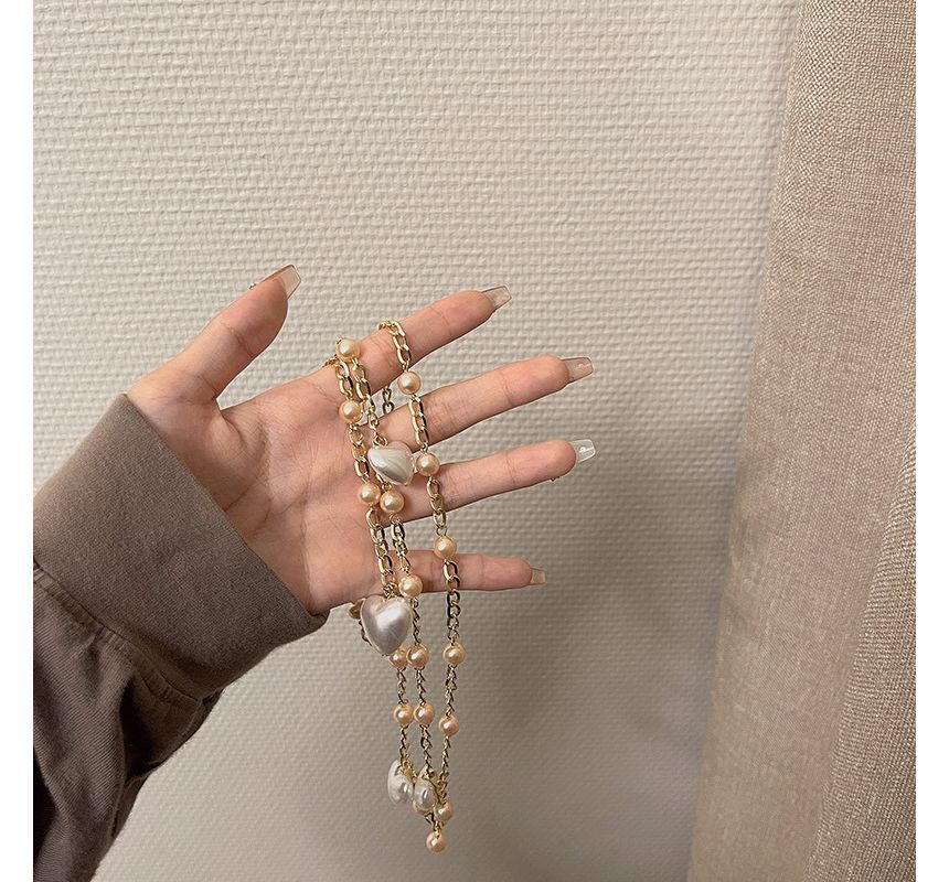 Waist Alloy Belt Chain Faux Heart Pearl