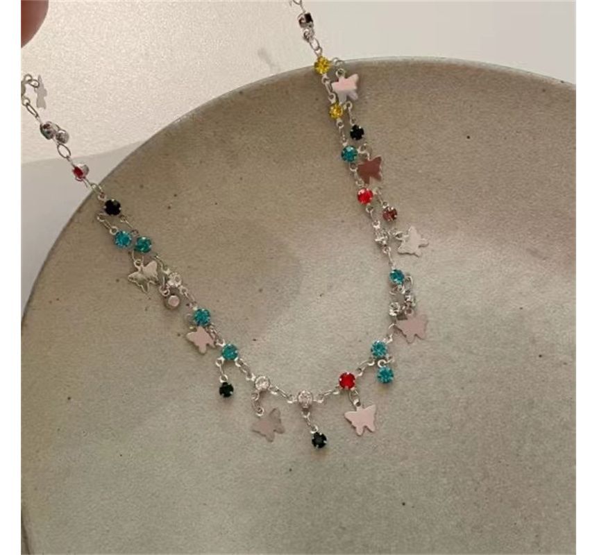 Choker Alloy Butterfly Rhinestone