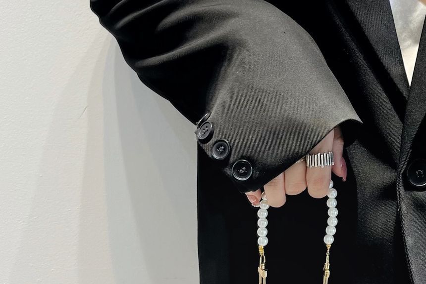 Faux Strap Case Elephant Charm Pearl Phone Leather