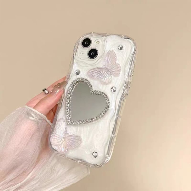 Butterfly Heart Phone Mirrored Case