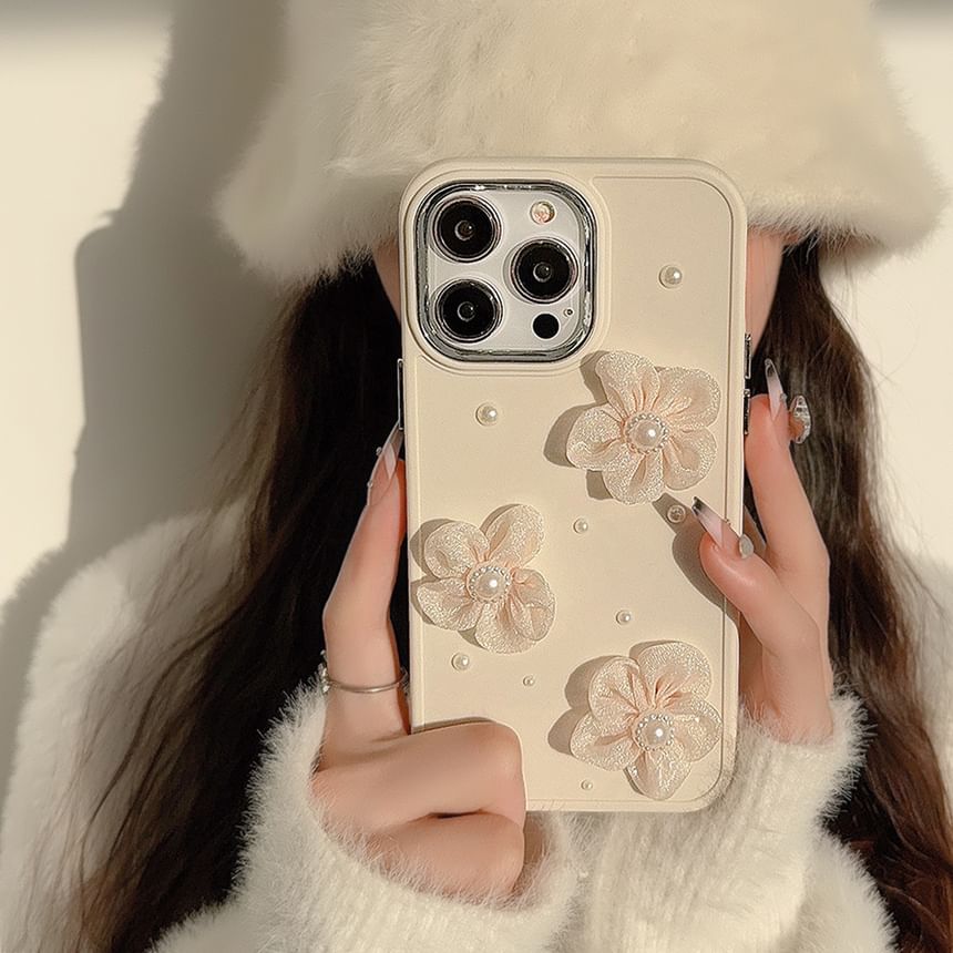 Floral Faux Pearl Phone Case