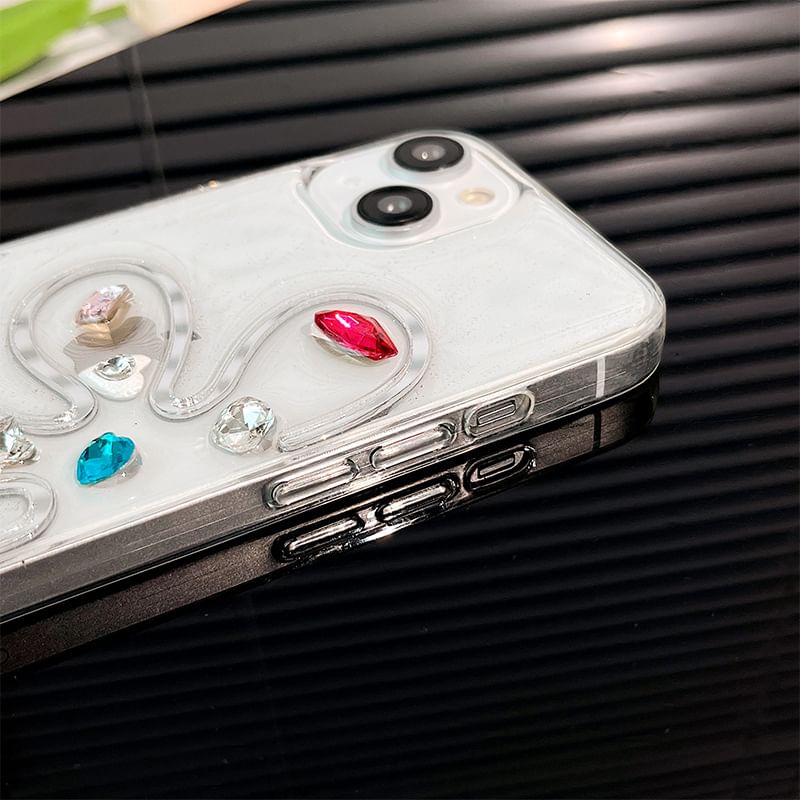 Floral Rhinestone Case Phone