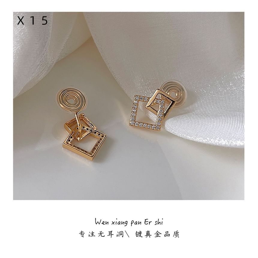 Alloy Cuff Ear Square Rhinestone