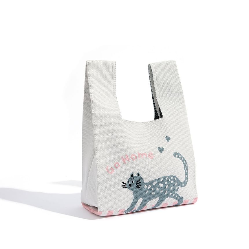 Tote Cartoon Jacquard Knit Bag