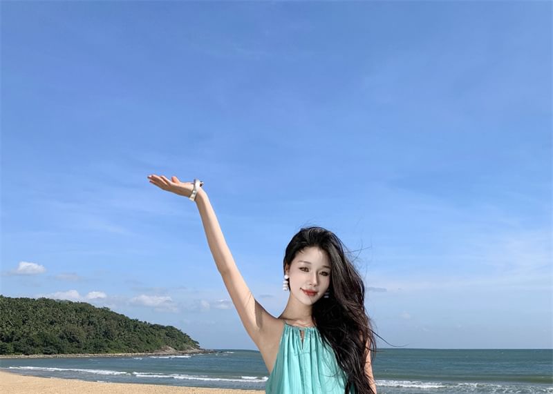 Plain Maxi Dress A0-Line Sleeveless