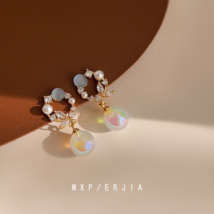 Alloy Rhinestone Earring Faux Drop Pearl