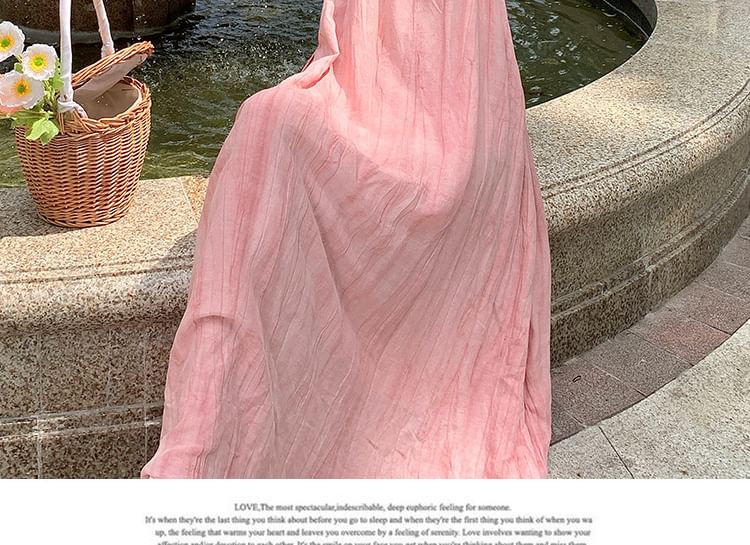 Plain Strap Spaghetti Dress A-Line Maxi