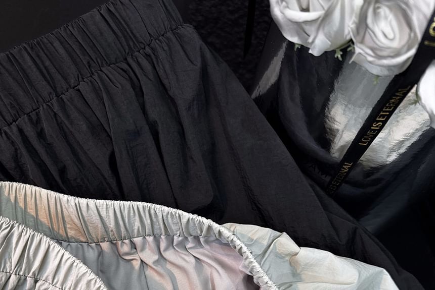 A-Line Plain Midi High Skirt Waist