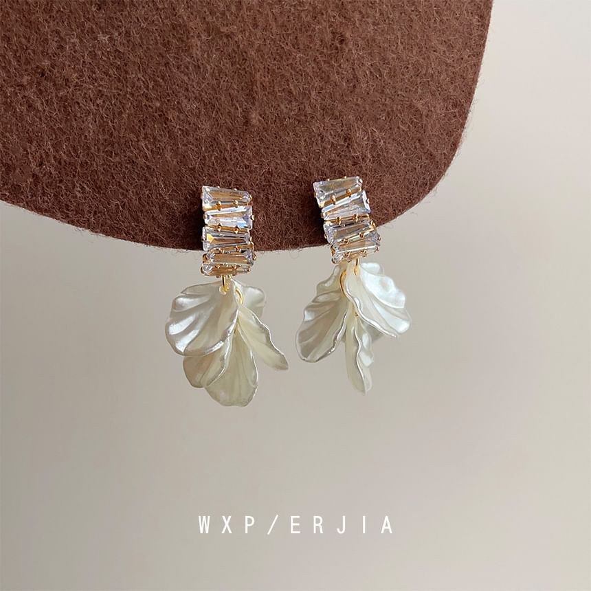 Rhinestone Earring Alloy Petal Drop