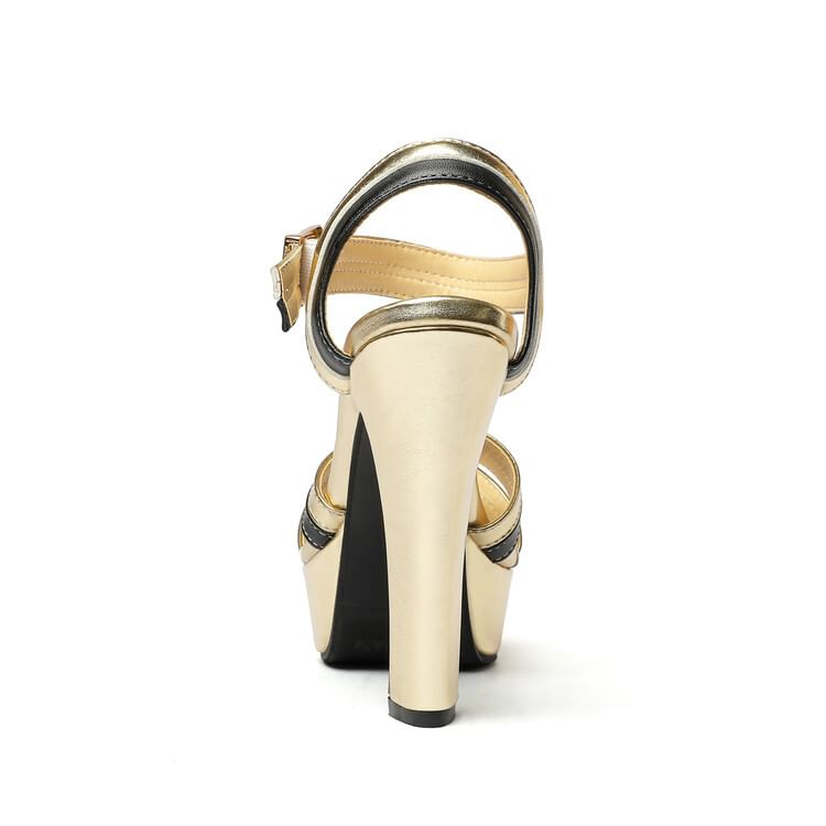 Sandals Chunky Platform Strap Heel Cross