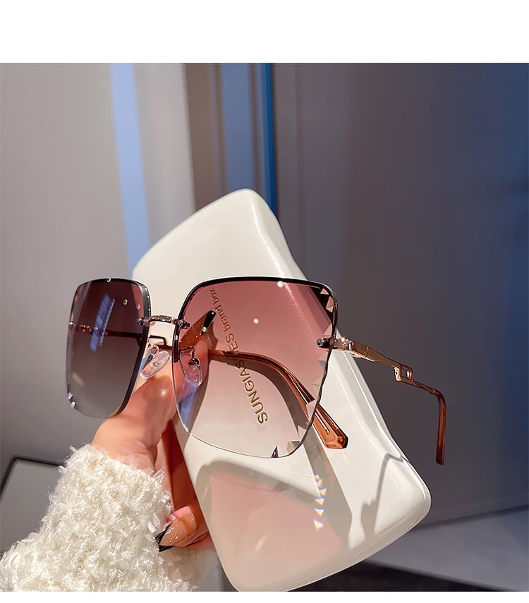 Cut Frame Diamond Half Square Sunglasses