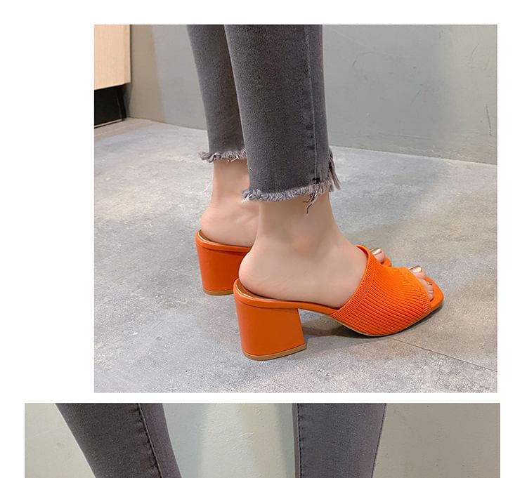 Slide Heel Plain Sandals Block