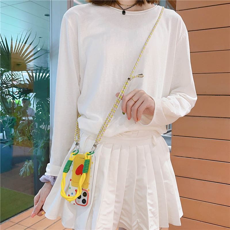 Holder Heart / Strap Set Case Lanyard Card Phone