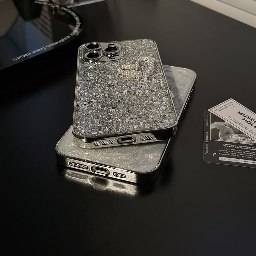 Case Faux Heart Phone Pearl