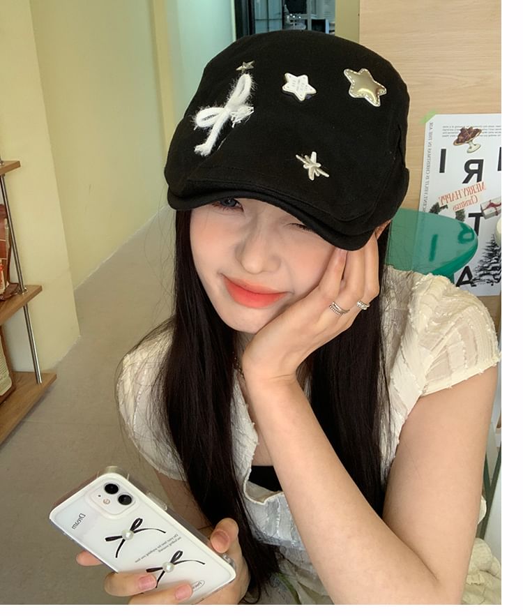 Applique Cap Flat Star Bow