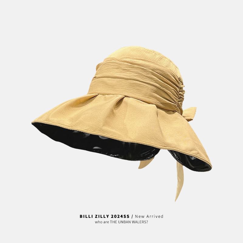 Wide Ruched Bow Brim Bucket Hat