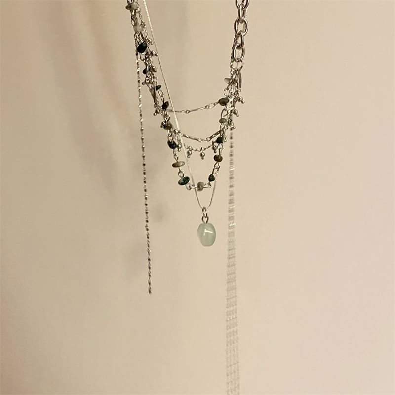 Alloy Choker Pendant Layered Turquoise
