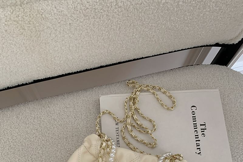 Crossbody Pearl Chain Quilted Bag Faux