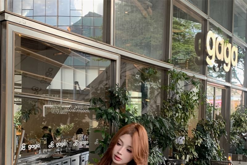 Tie-Up One Shoulder Dress Plain Sleeveless Sheath Mini