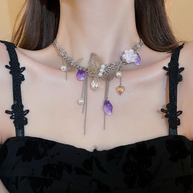 Fringed / Butterfly Earring Necklace